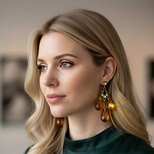 Chic Gold and Brown Teardrop Earrings